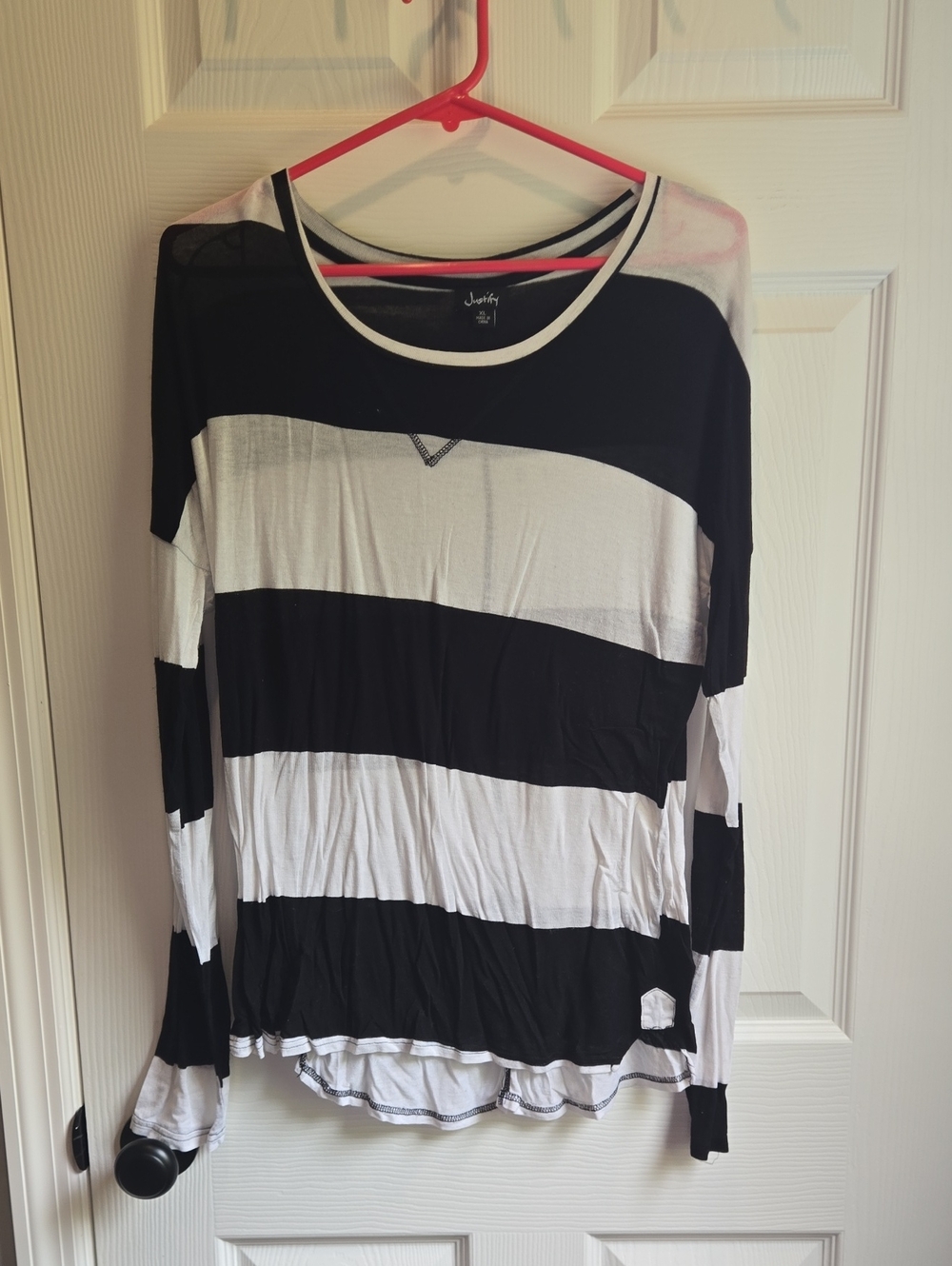 Justify Black and White Striped Long Sleeve Tee